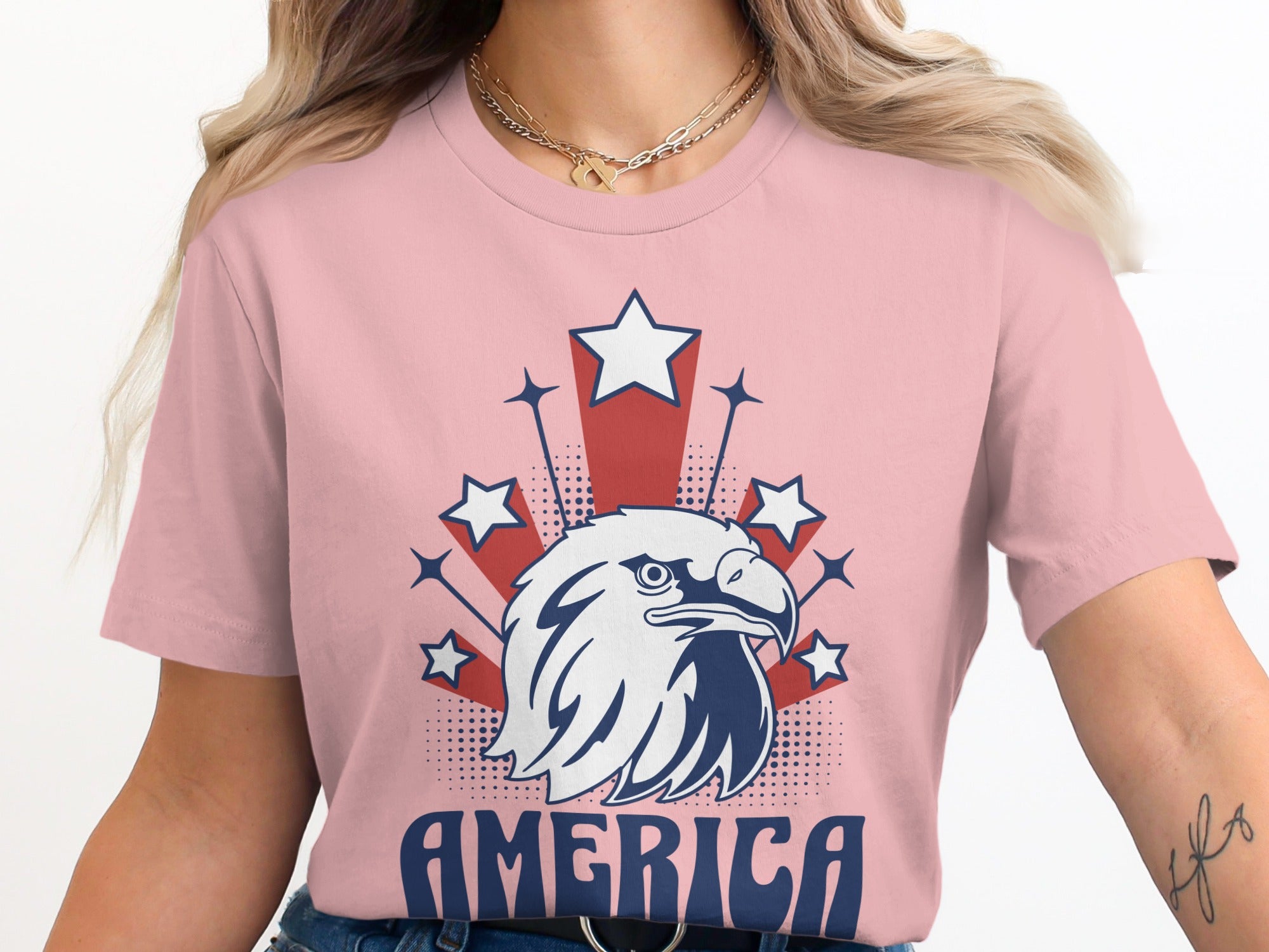 AMERICA Eagle Stars Graphic Design on Shirt