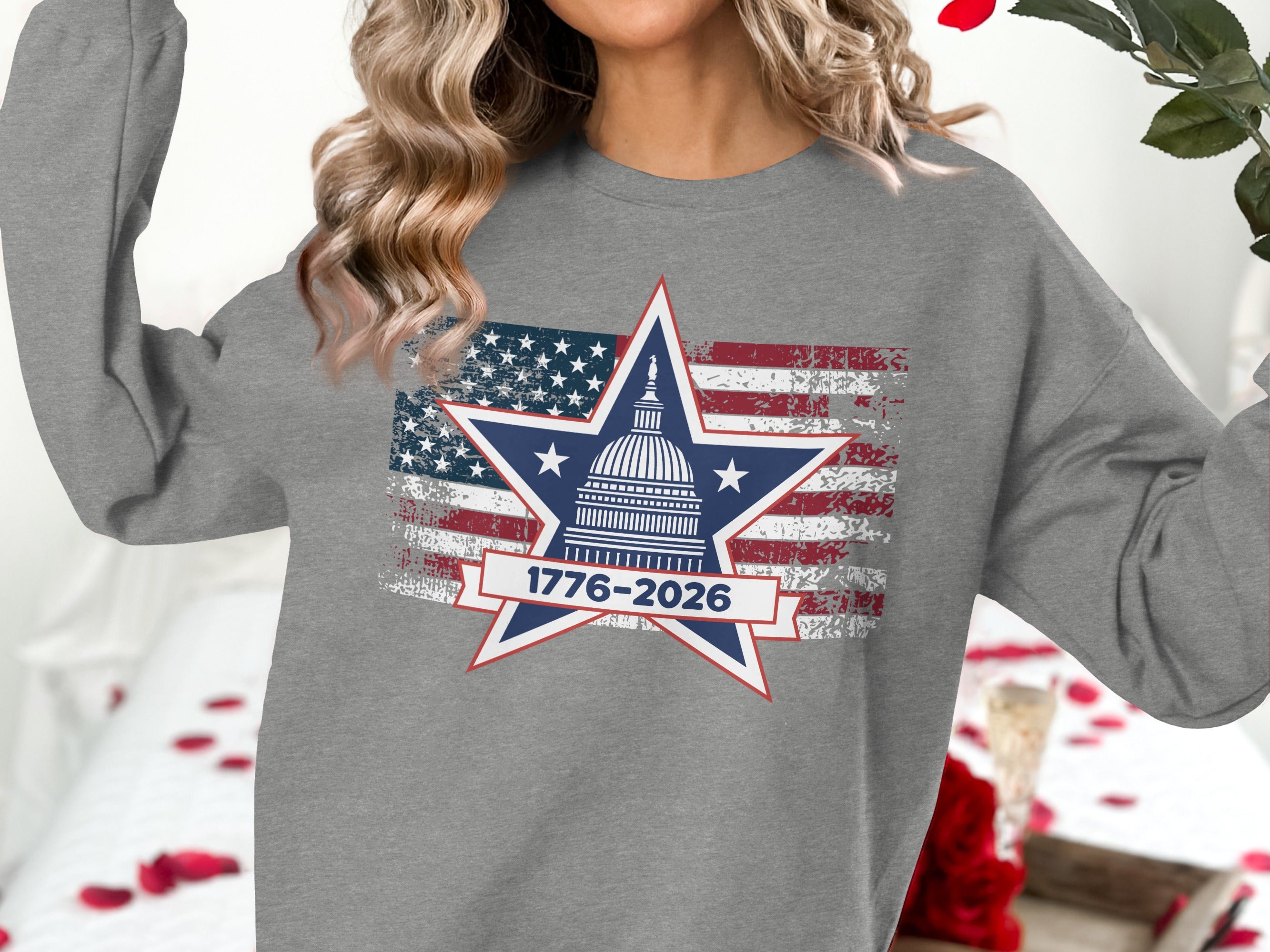Patriotic Stars and Stripes 1776-2026 Graphic Sweatshirt