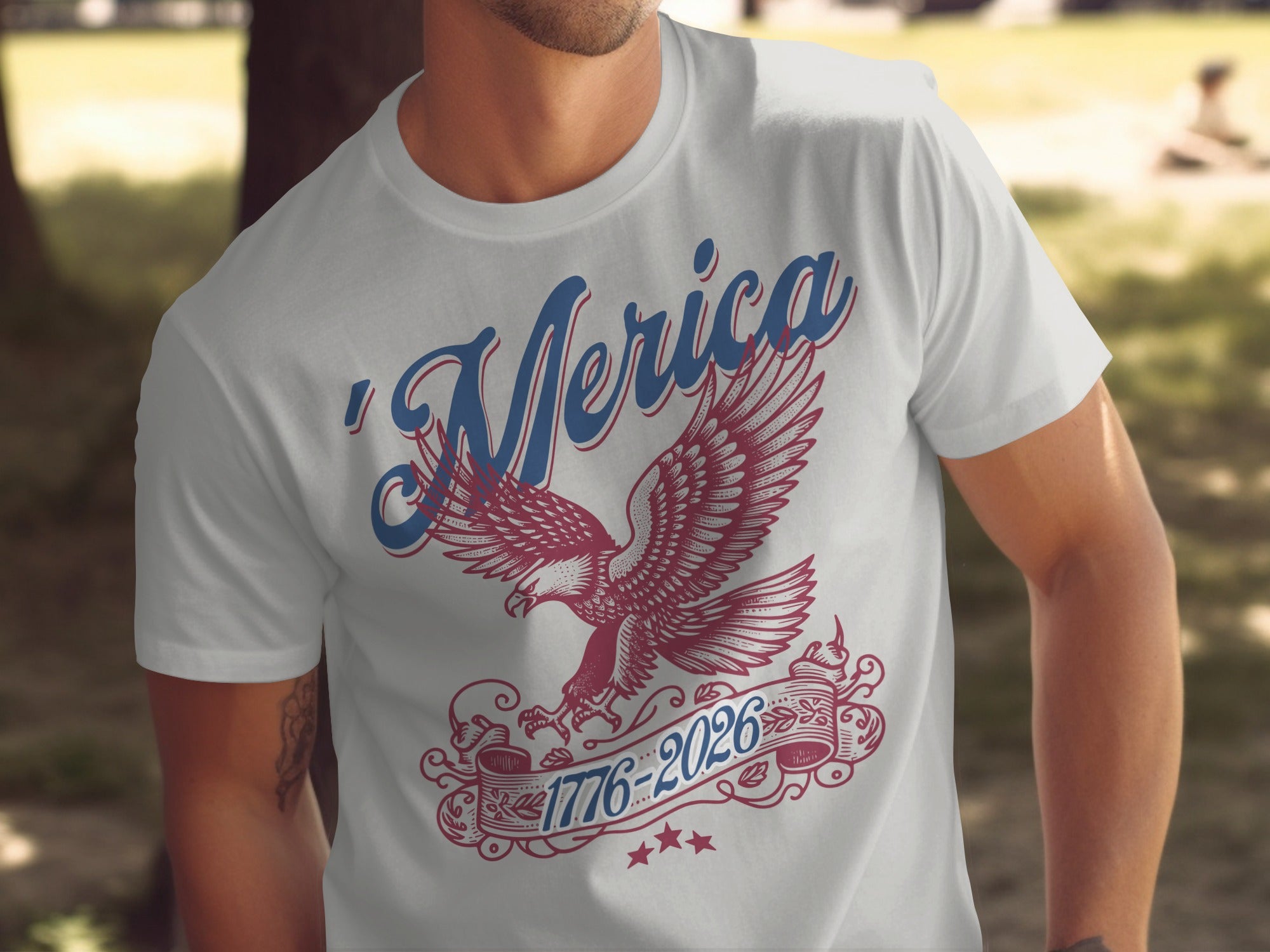 'Merica Eagle 1776-2026 Graphic Print T-shirt