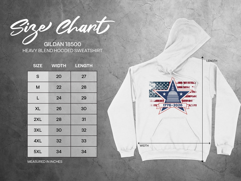 Gildan 18500 1776-2026 Star American Flag Sweatshirt