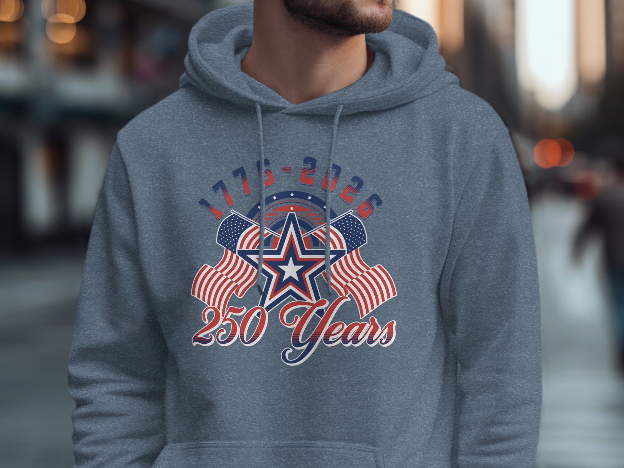 1776 to 2026 250 Years American Flag Star Hoodie