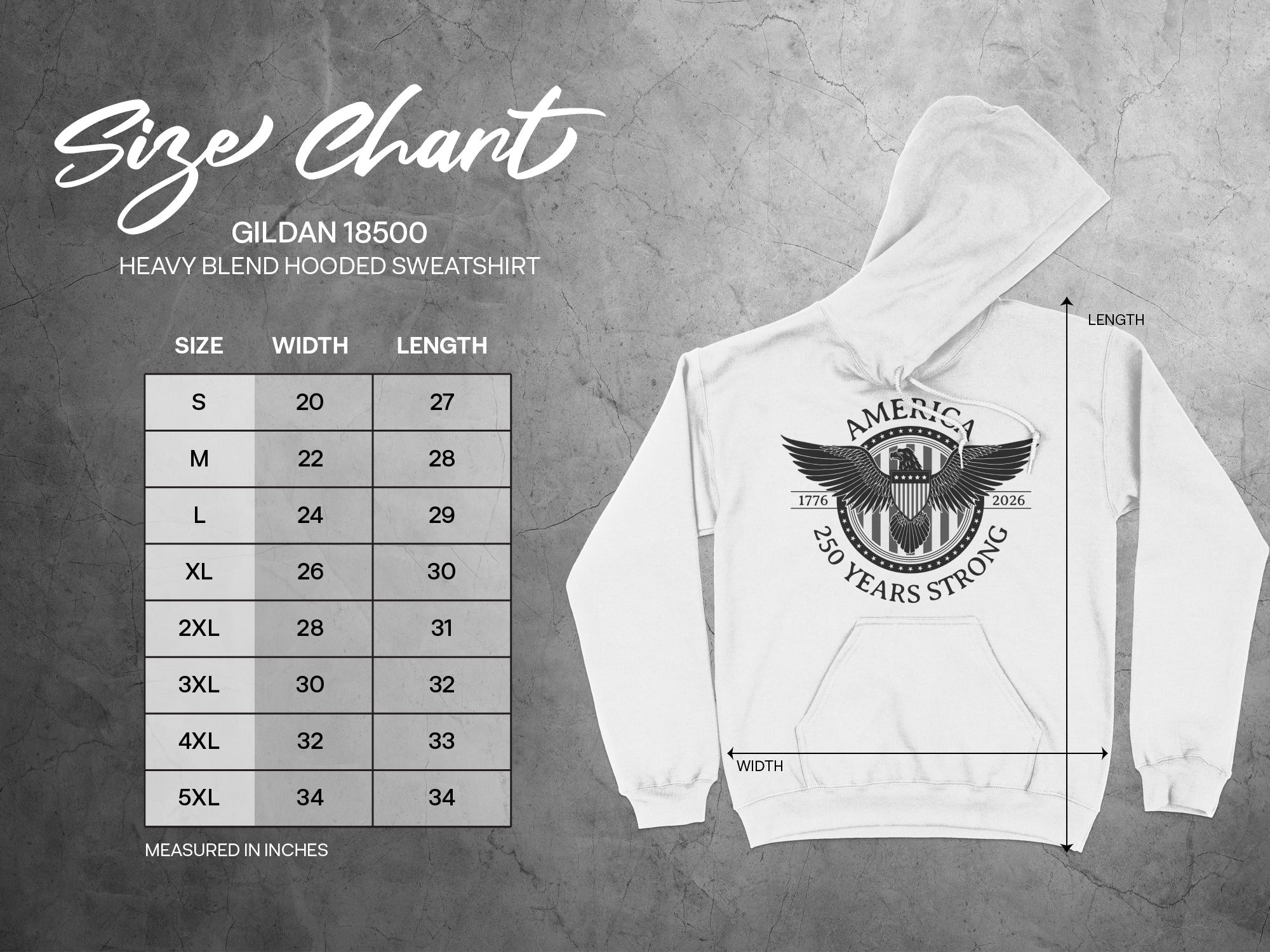 America 250 Years Strong Gildan 18500 Hooded Sweatshirt