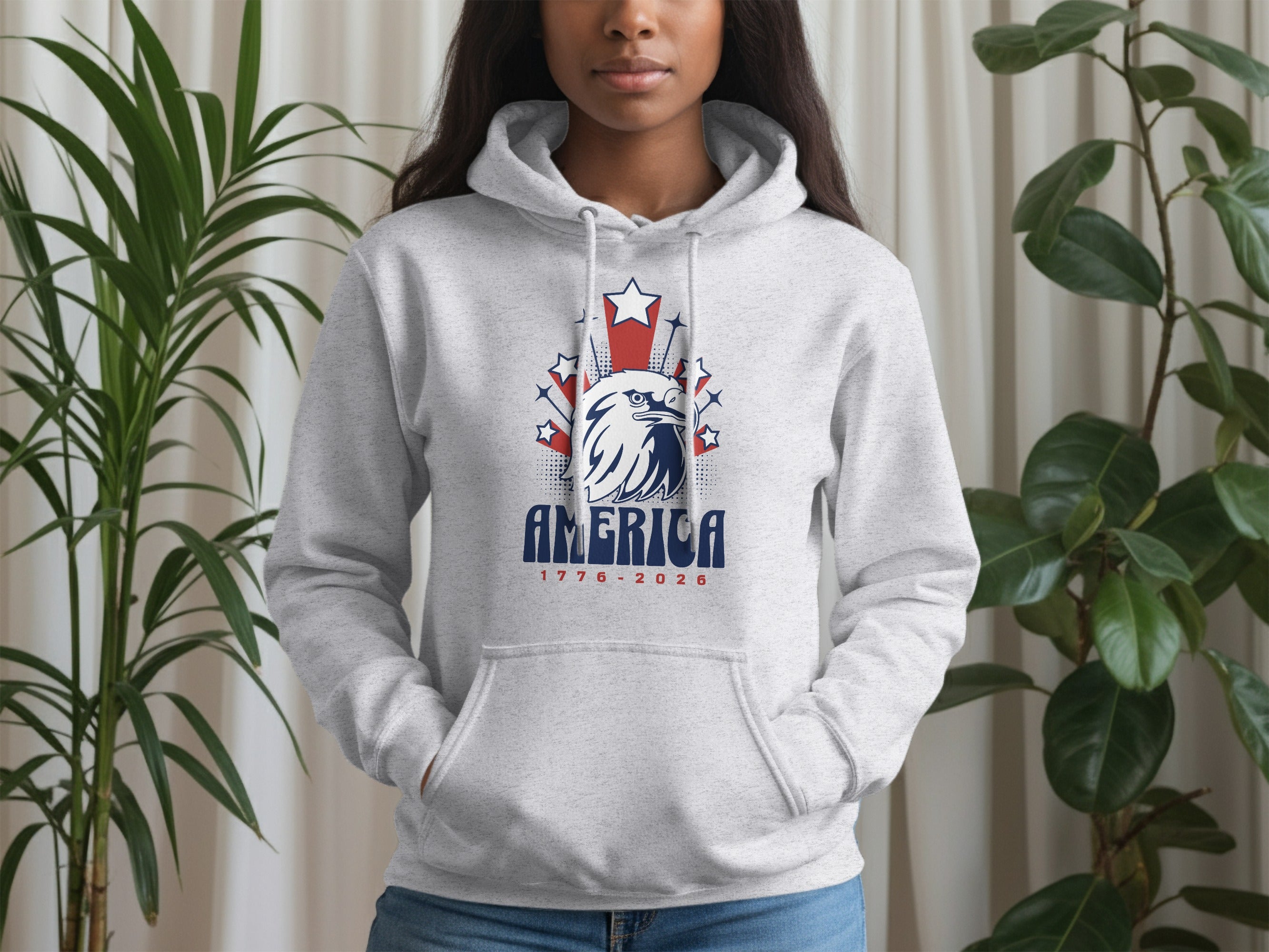 Patriotic American Eagle Hoodie with 1776-2026 Print