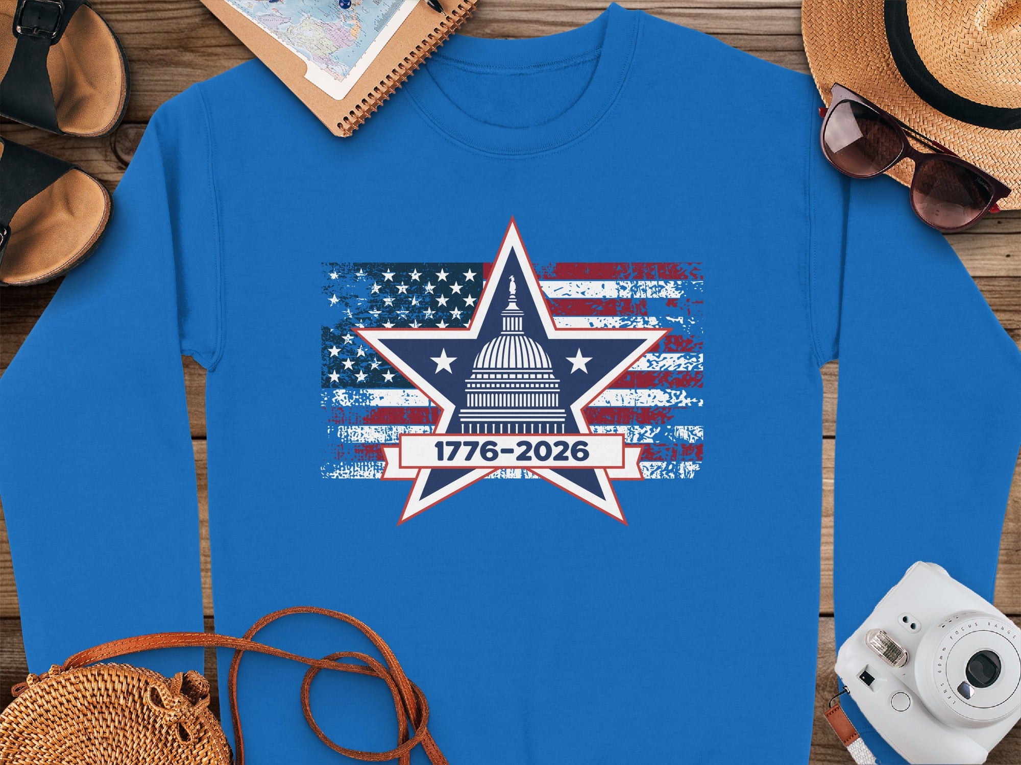 American Flag 1776-2026 Graphic Long Sleeve Shirt