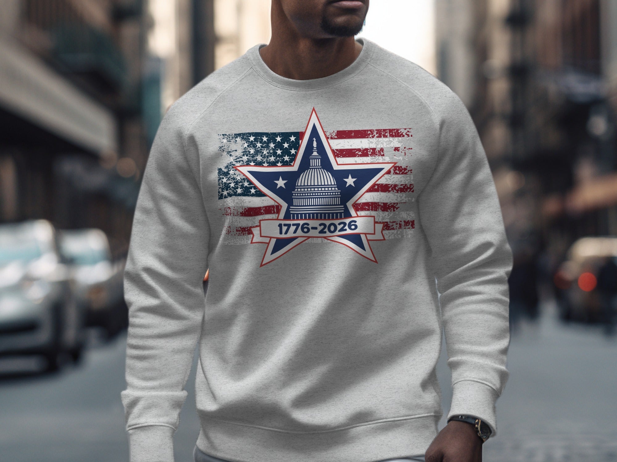 Patriotic 1776-2026 Star and Stripes Design Sweatshirt