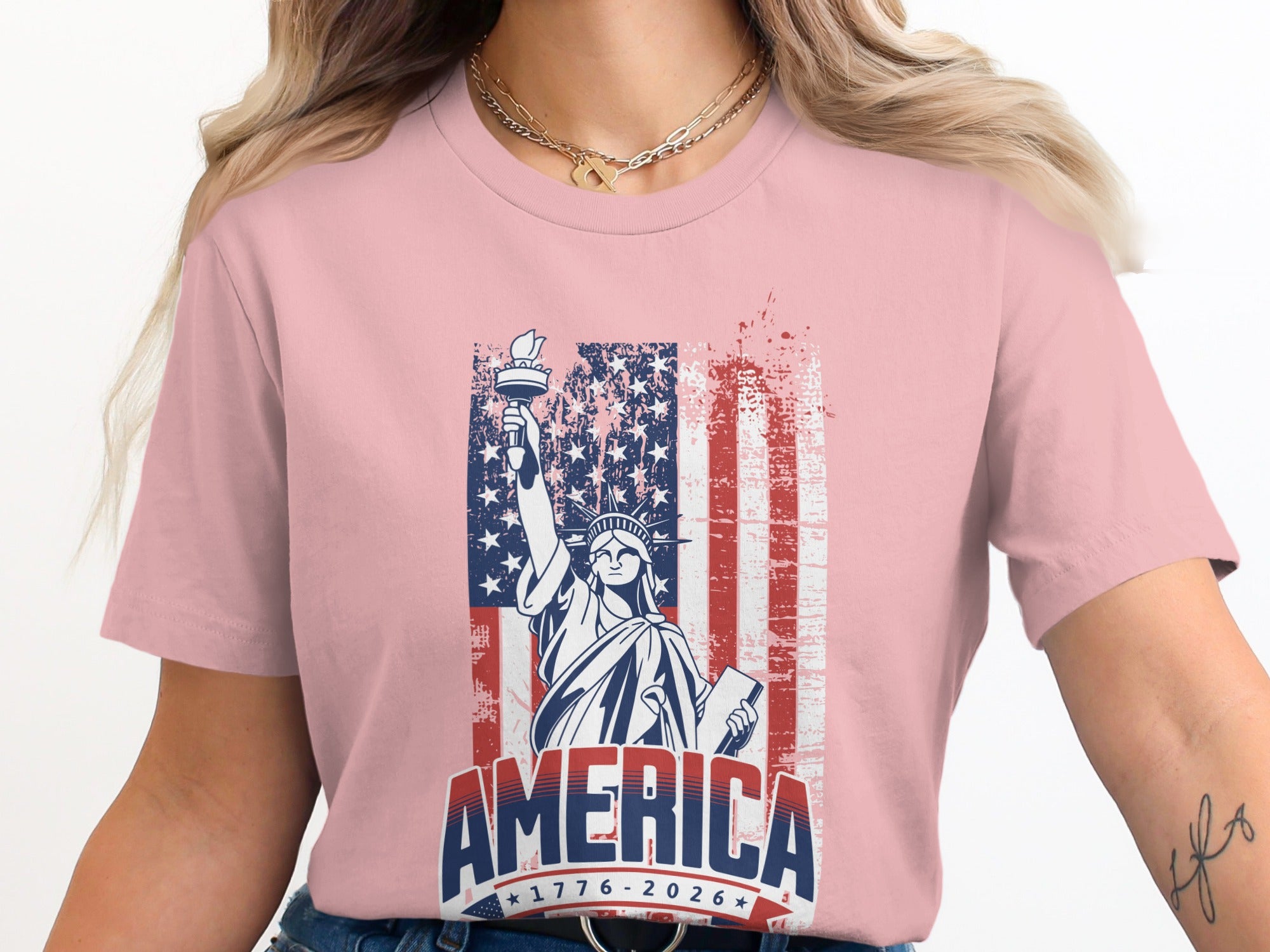 America Statue of Liberty and Flag 1776-2026 T-Shirt