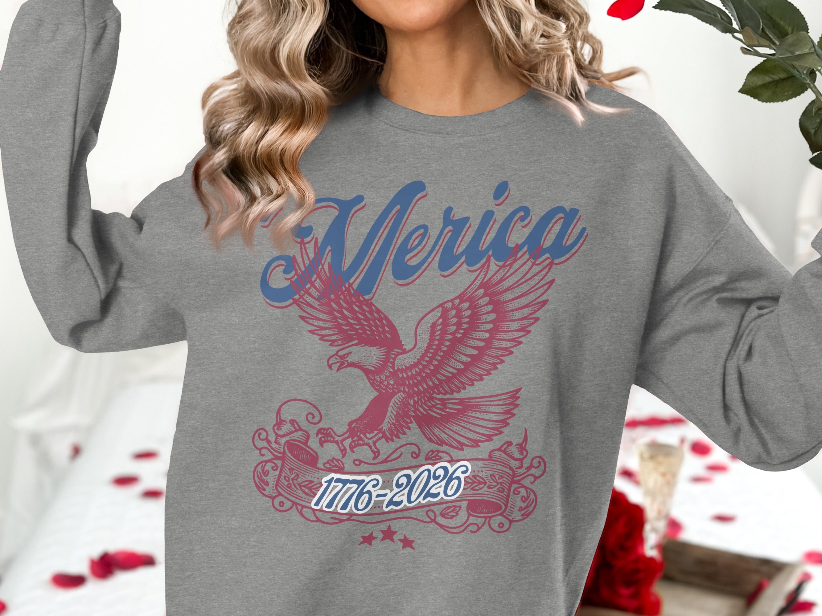 Merica 1776-2026 Eagle Design Long Sleeve Shirt
