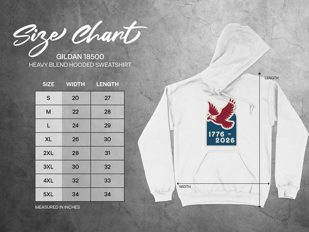 1776 to 2026 Eagle Heavy Blend Hooded Sweatshirt