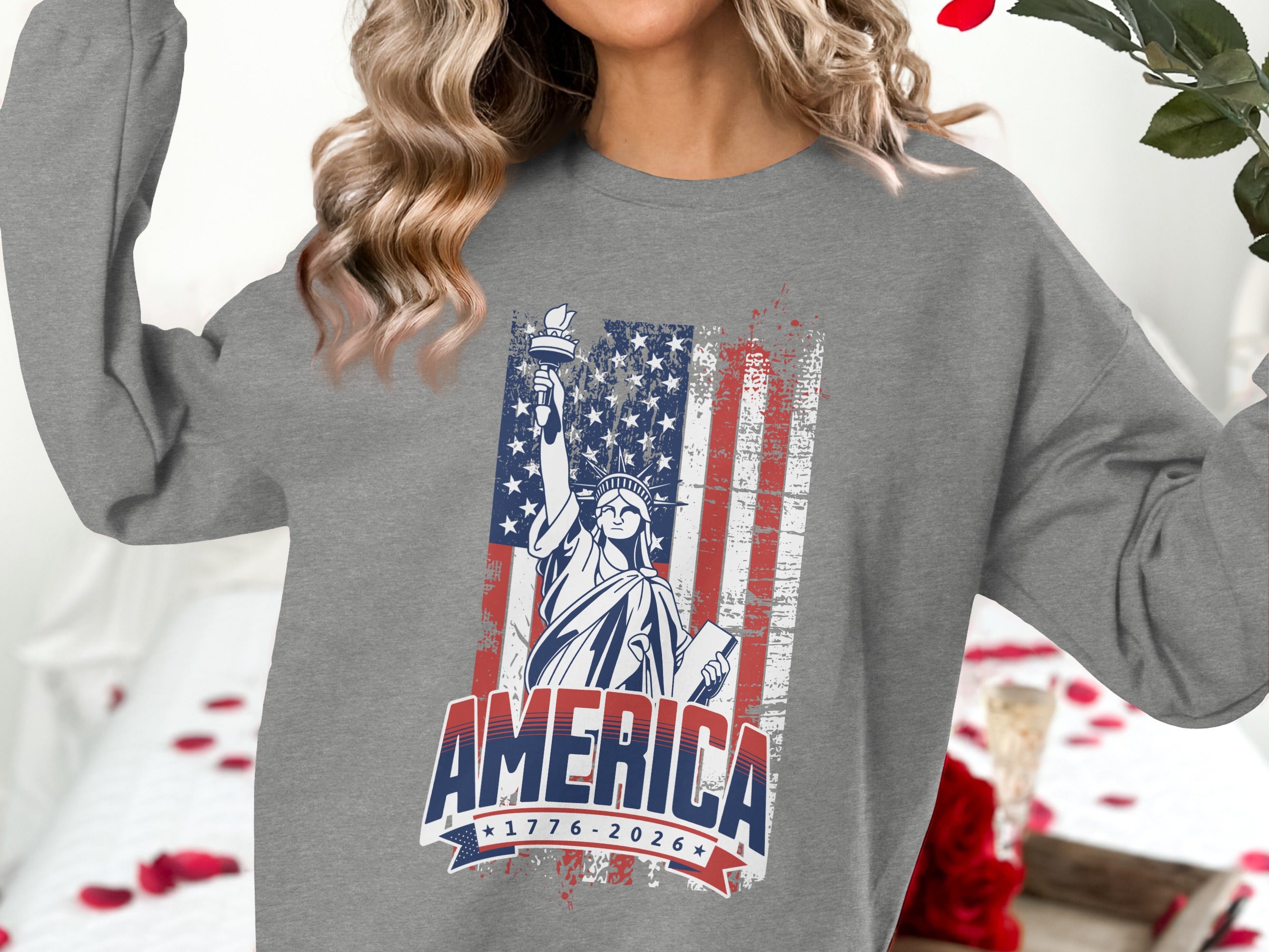 America 1776-2026 Patriotic Liberty Graphic Sweatshirt