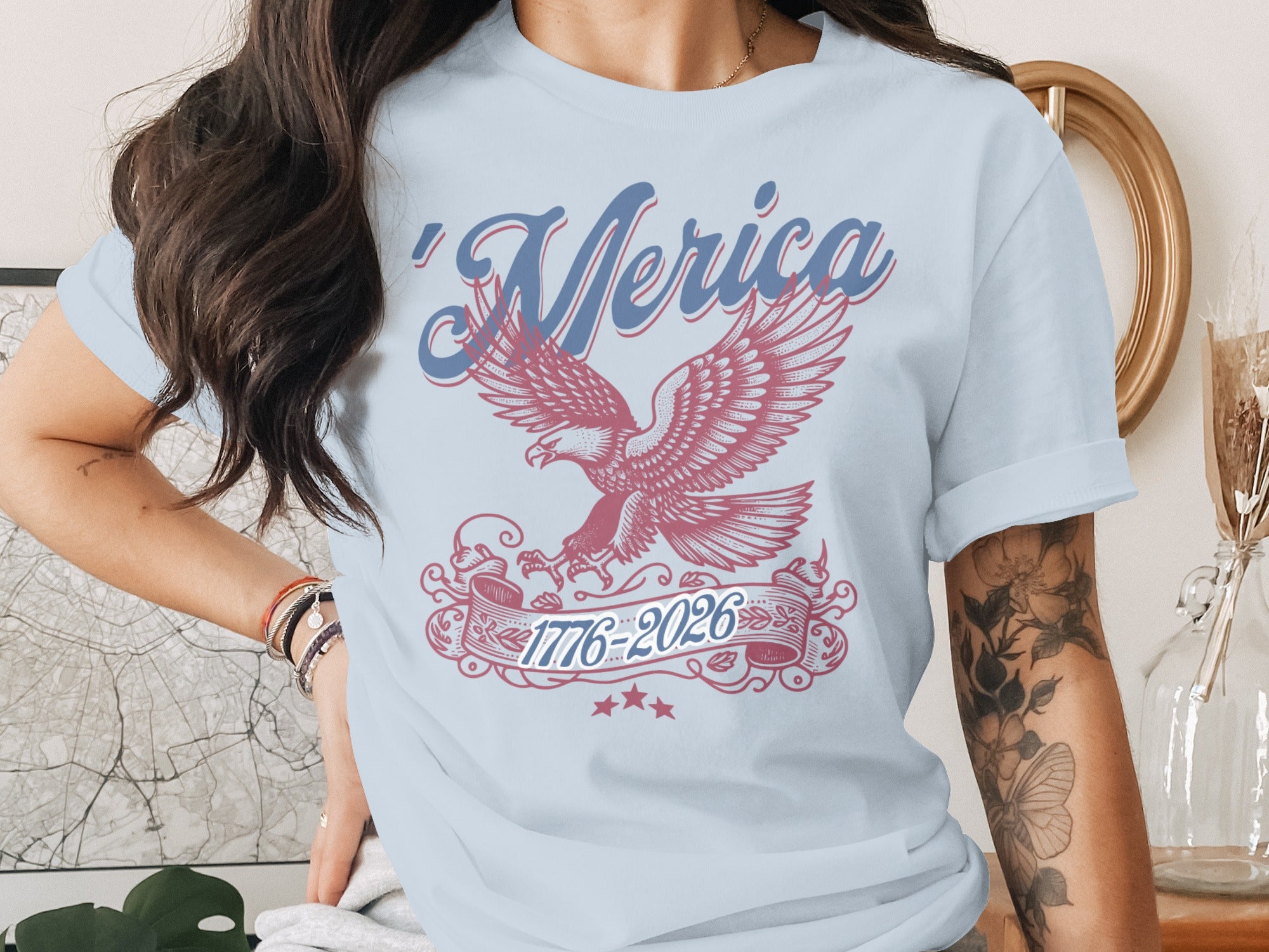 'Merica 1776-2026 Bald Eagle Design Graphic Tee