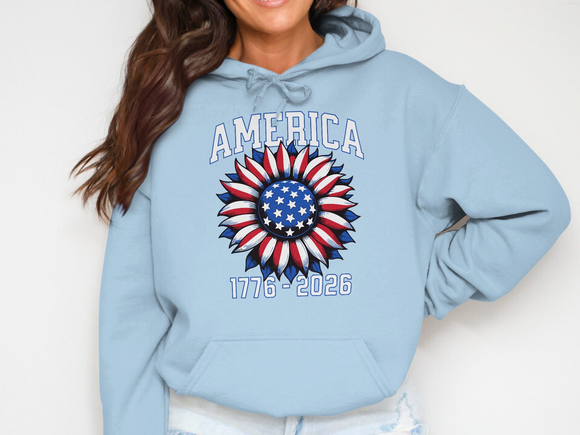 America 1776-2026 Patriotic Sunflower Hoodie