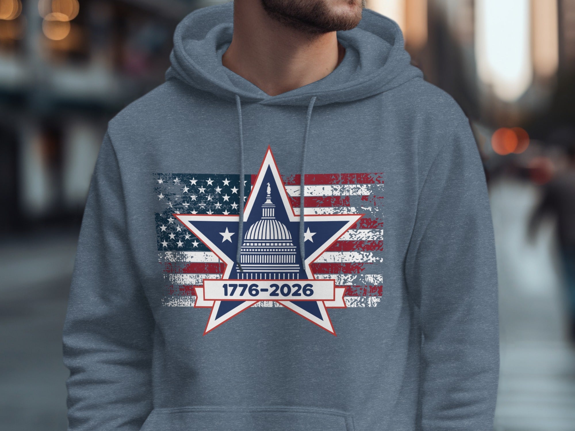Patriotic 1776-2026 USA Capitol Building Hoodie